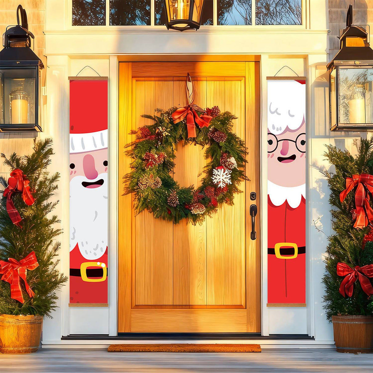 Cartoon Santa Pair (Paint by Numbers Door Banners)