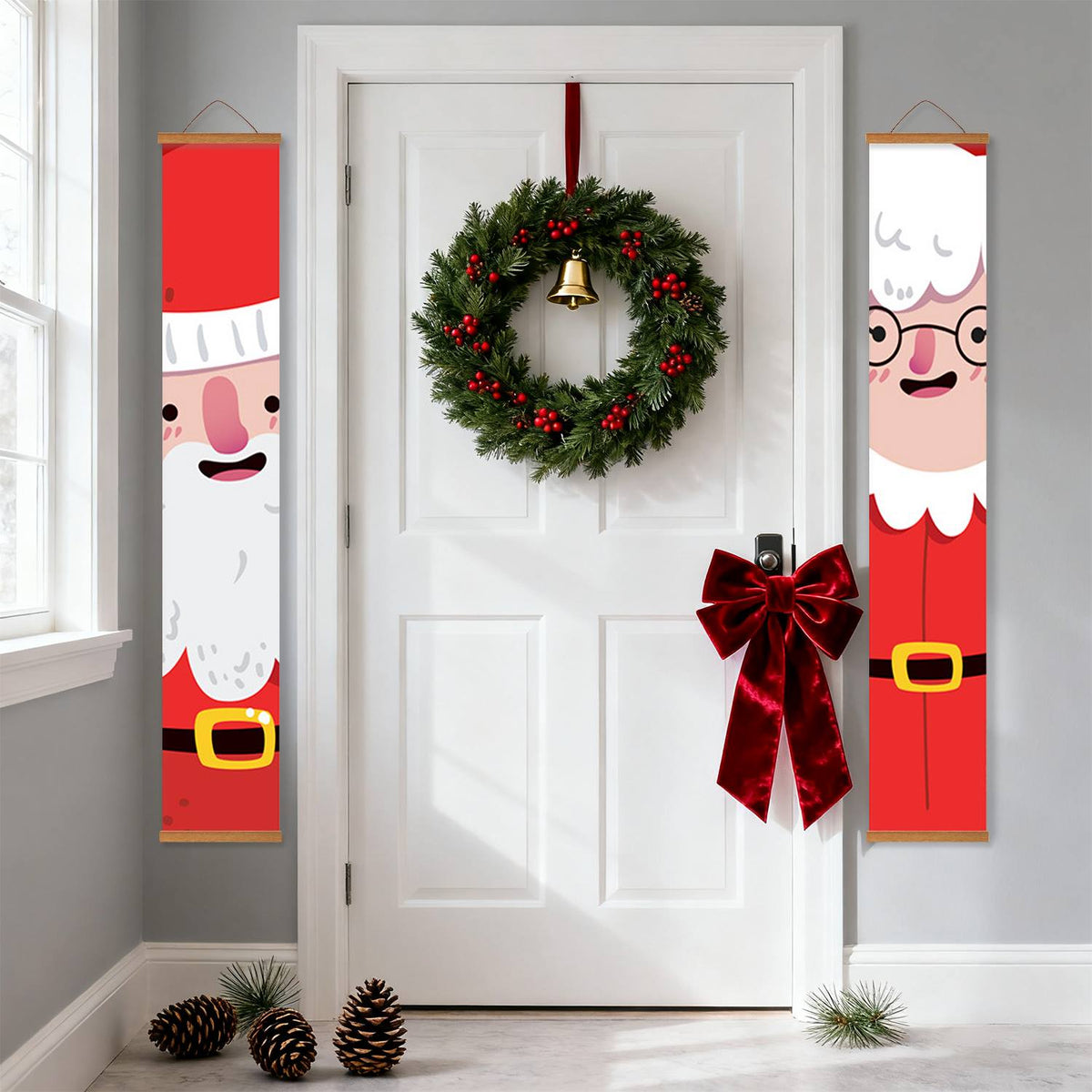 Cartoon Santa Pair (Paint by Numbers Door Banners)