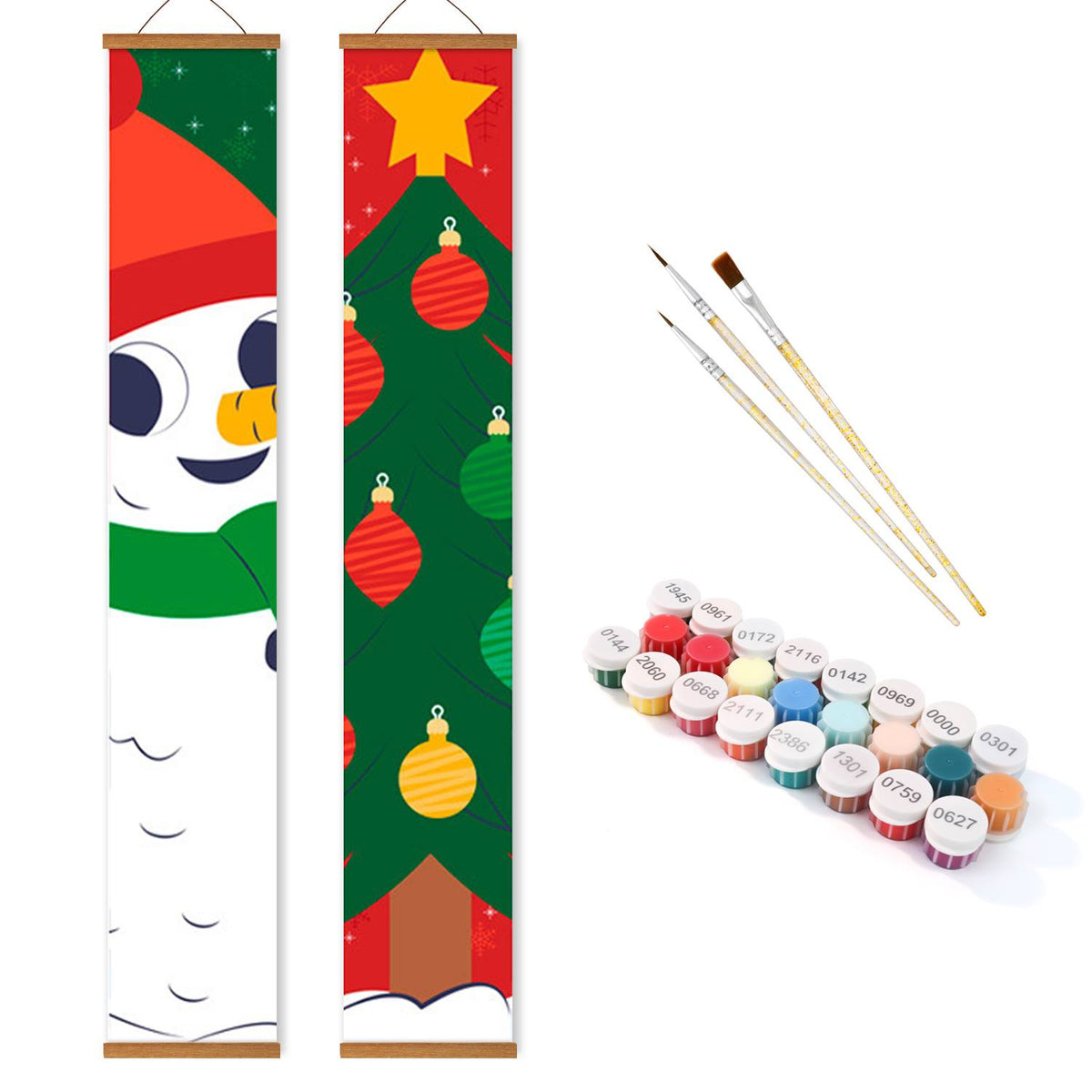 Snowman and Christmas Tree (Paint by Numbers Door Banners)