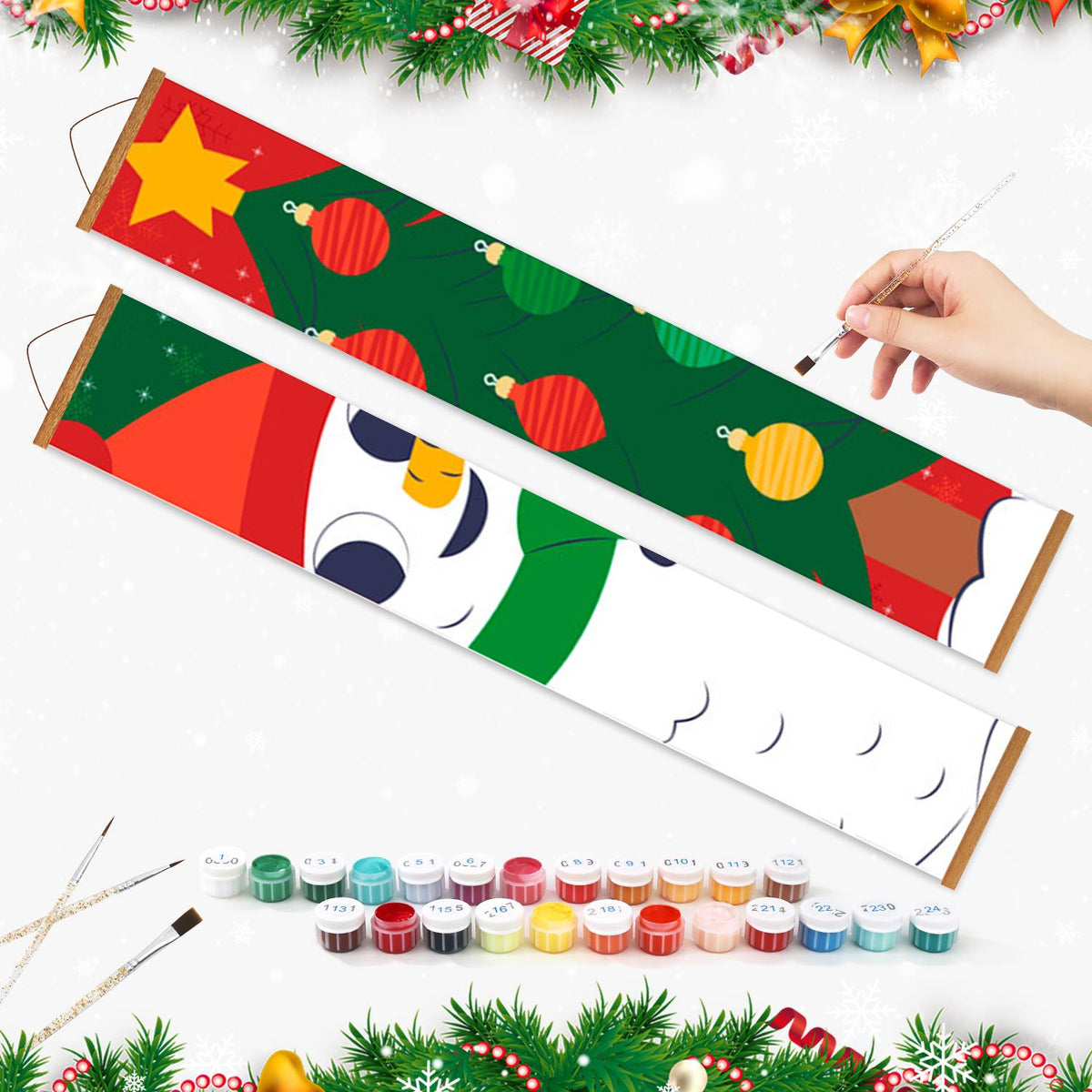 Snowman and Christmas Tree (Paint by Numbers Door Banners)