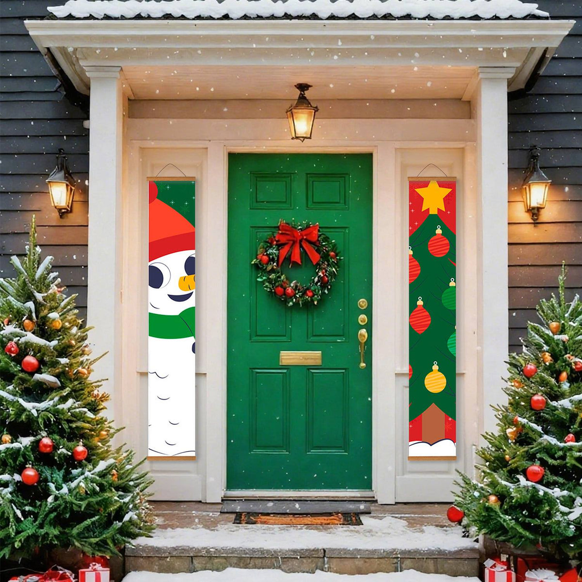 Snowman and Christmas Tree (Paint by Numbers Door Banners)