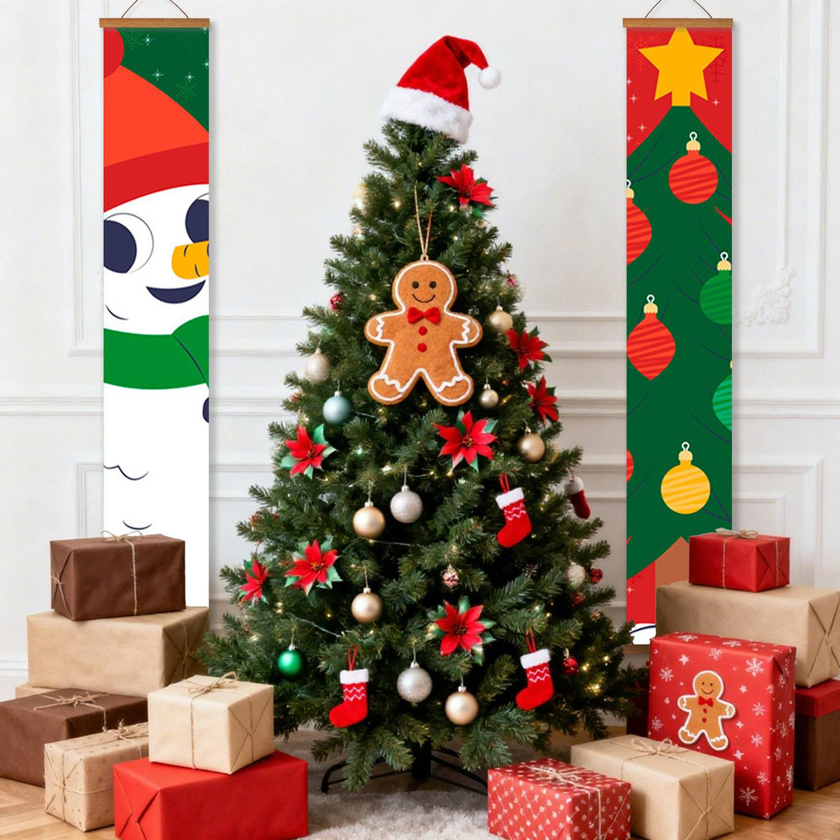 Snowman and Christmas Tree (Paint by Numbers Door Banners)