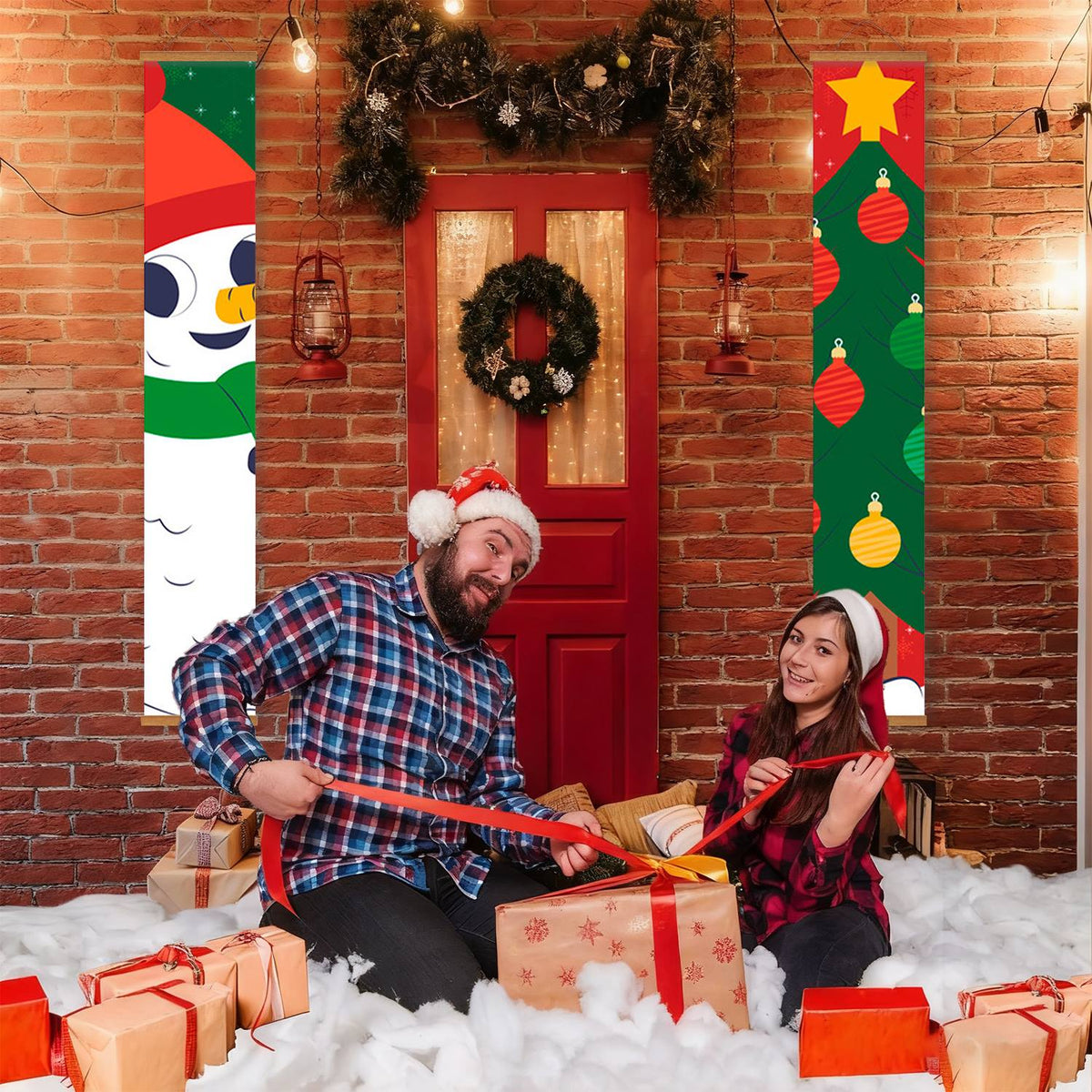 Snowman and Christmas Tree (Paint by Numbers Door Banners)