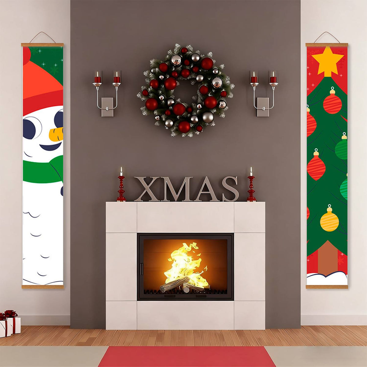 Snowman and Christmas Tree (Paint by Numbers Door Banners)