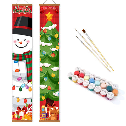 Snowman and Decorated Tree (Paint by Numbers Door Banners)