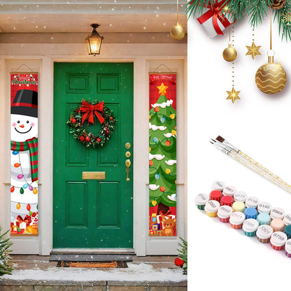 Snowman and Decorated Tree (Paint by Numbers Door Banners)