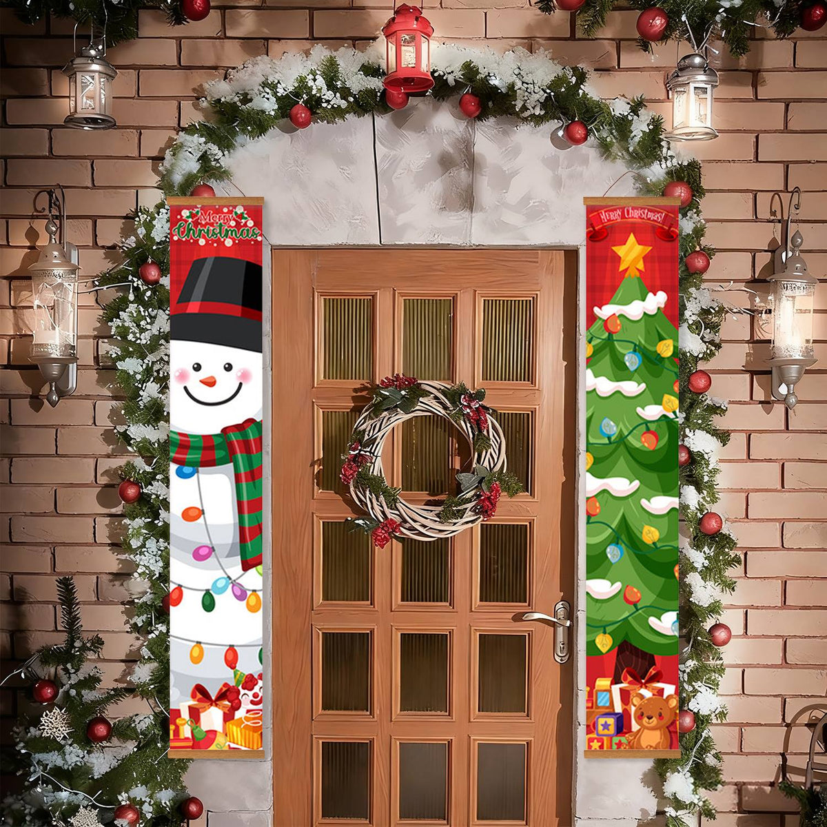 Snowman and Decorated Tree (Paint by Numbers Door Banners)
