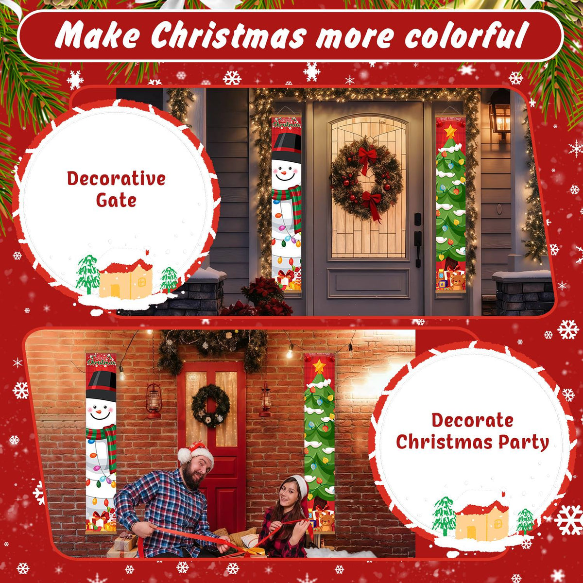 Snowman and Decorated Tree (Paint by Numbers Door Banners)