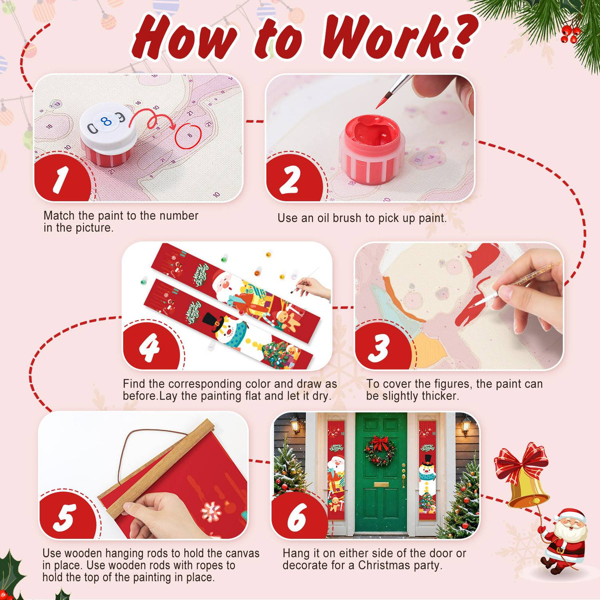 Snowman and Decorated Tree (Paint by Numbers Door Banners)