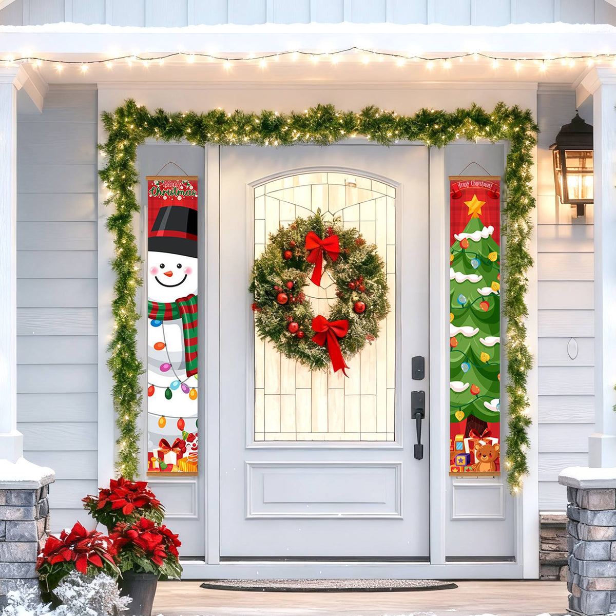 Snowman and Decorated Tree (Paint by Numbers Door Banners)