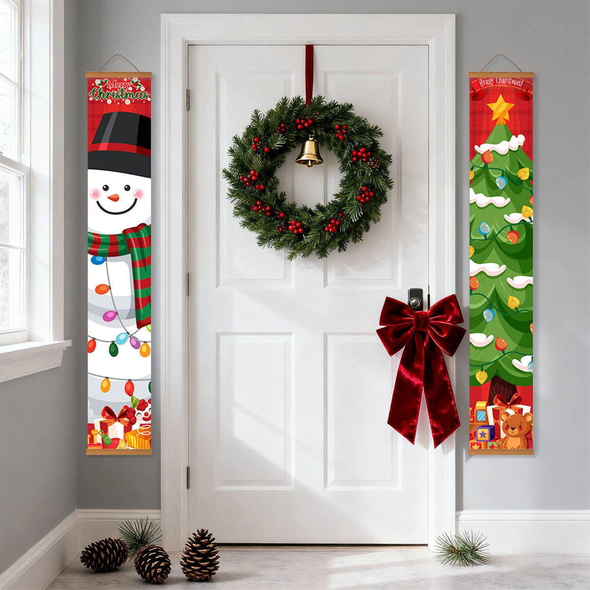 Snowman and Decorated Tree (Paint by Numbers Door Banners)