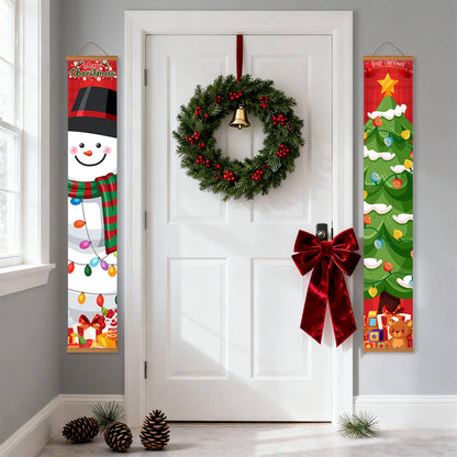 Snowman and Decorated Tree (Paint by Numbers Door Banners)
