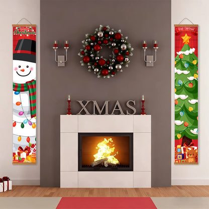 Snowman and Decorated Tree (Paint by Numbers Door Banners)