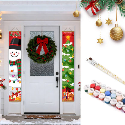Snowman and Decorated Tree (Paint by Numbers Door Banners)