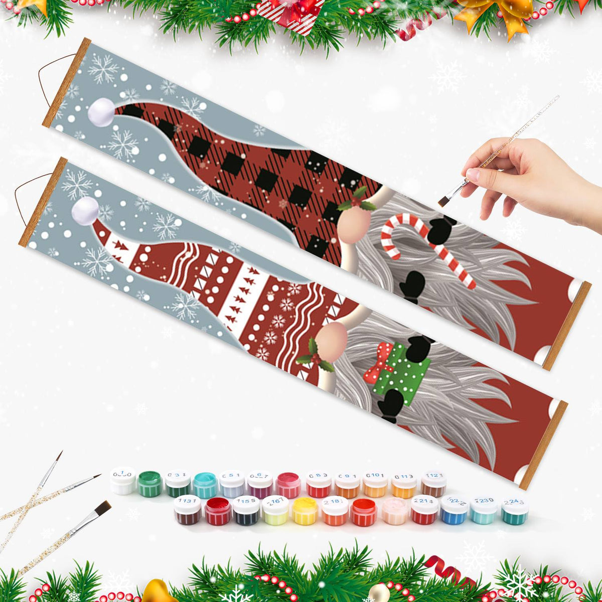 Plaid Christmas Gnomes (Paint by Numbers Door Banners)