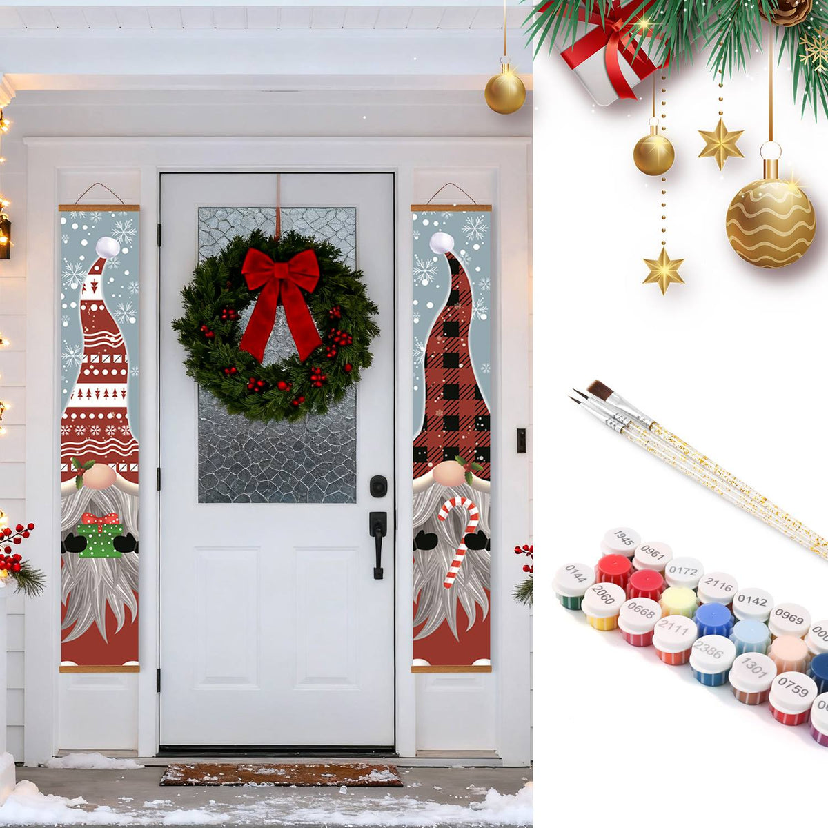 Plaid Christmas Gnomes (Paint by Numbers Door Banners)