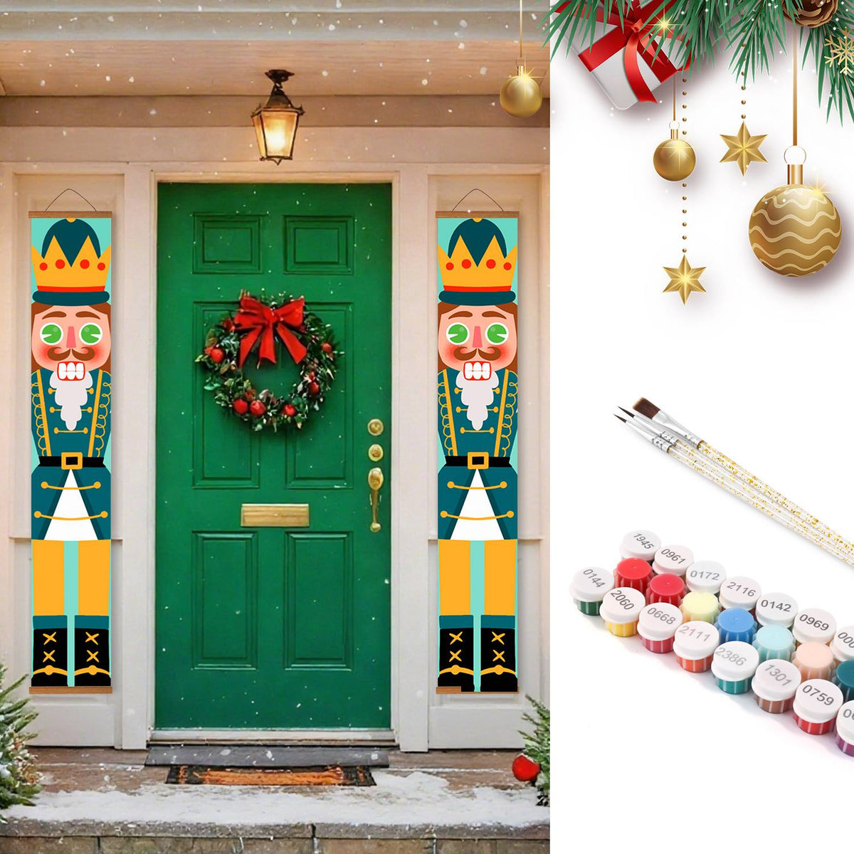 Green and Gold Nutcrackers (Paint by Numbers Door Banners)