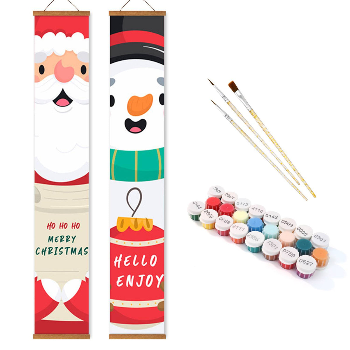 Santa and Snowman Greetings (Paint by Numbers Door Banners)