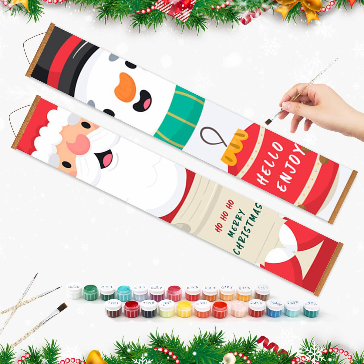 Santa and Snowman Greetings (Paint by Numbers Door Banners)