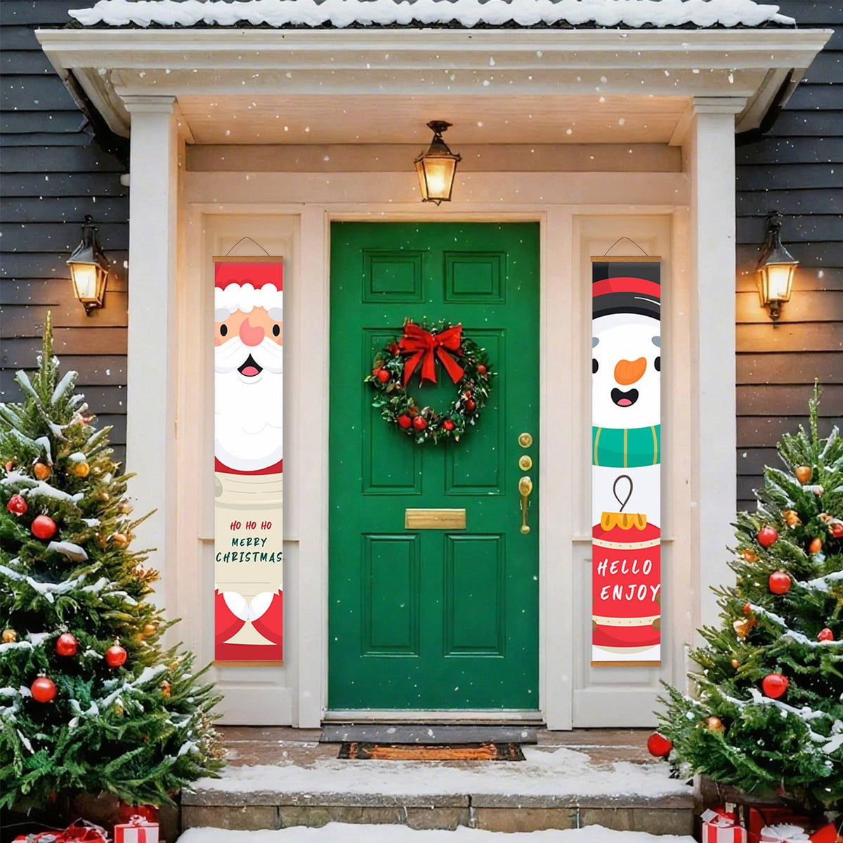Santa and Snowman Greetings (Paint by Numbers Door Banners)