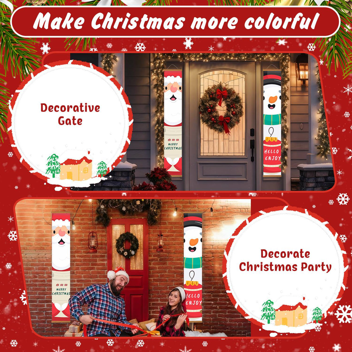 Santa and Snowman Greetings (Paint by Numbers Door Banners)