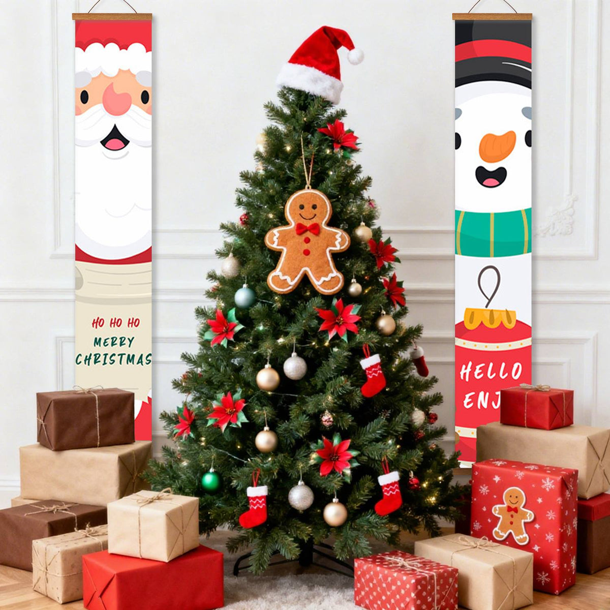 Santa and Snowman Greetings (Paint by Numbers Door Banners)