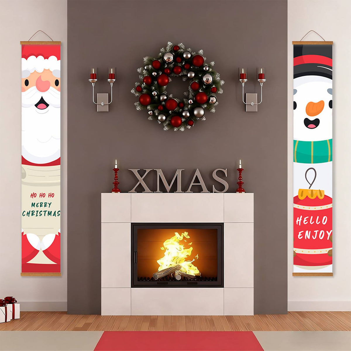 Santa and Snowman Greetings (Paint by Numbers Door Banners)