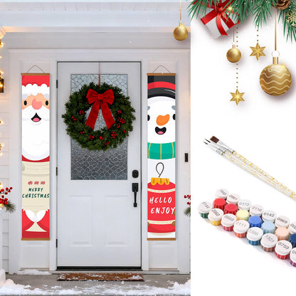 Santa and Snowman Greetings (Paint by Numbers Door Banners)