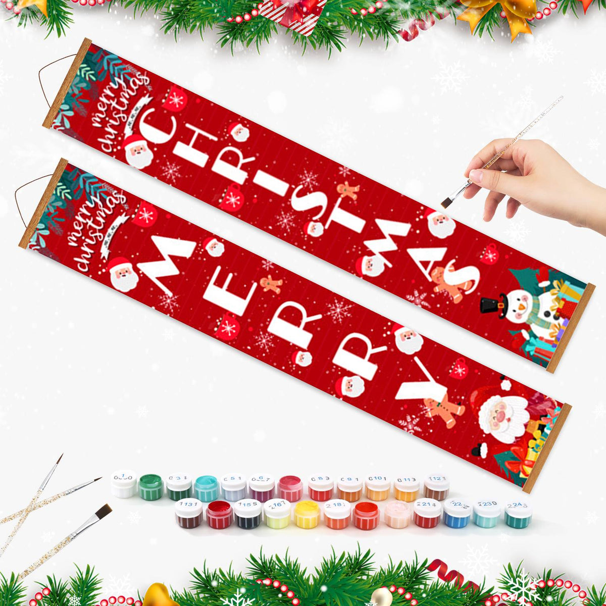Red Christmas Lettering (Paint by Numbers Door Banners)