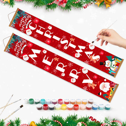 Red Christmas Lettering (Paint by Numbers Door Banners)