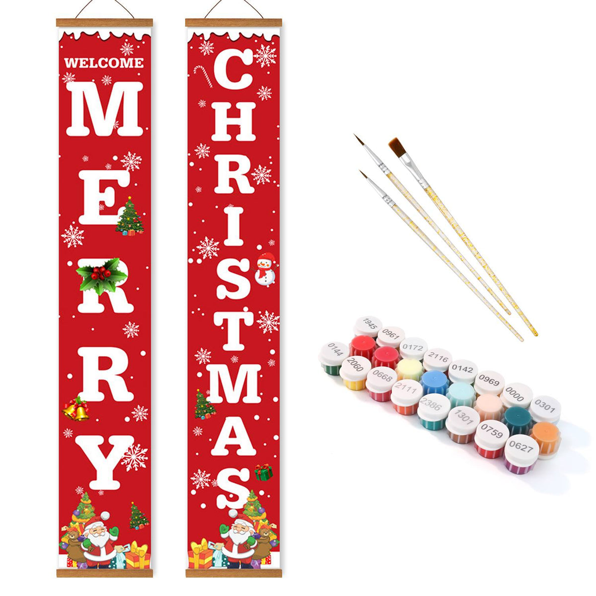 Welcome Merry Christmas (Paint by Numbers Door Banners)