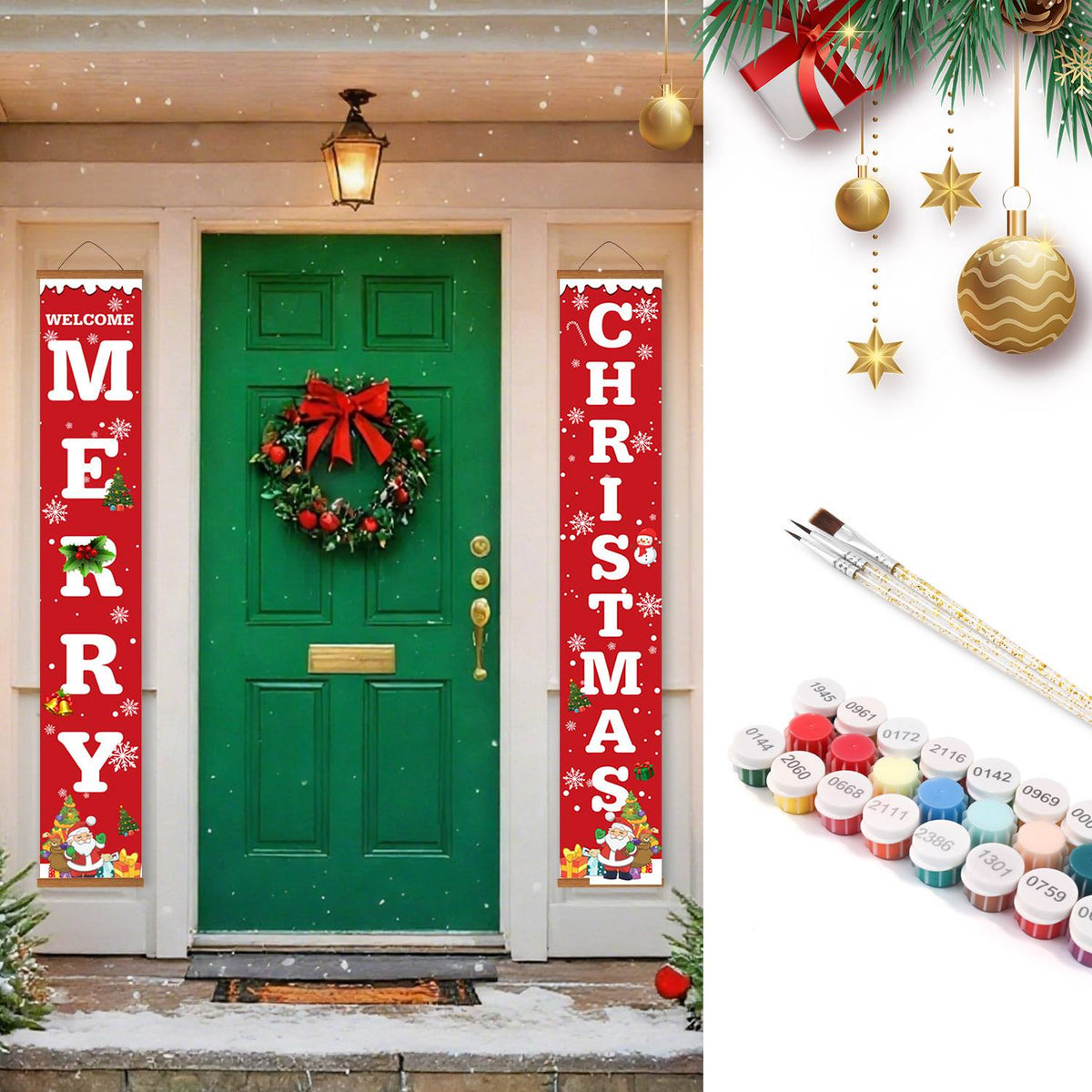 Welcome Merry Christmas (Paint by Numbers Door Banners)