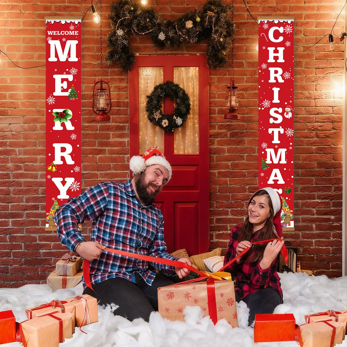 Welcome Merry Christmas (Paint by Numbers Door Banners)