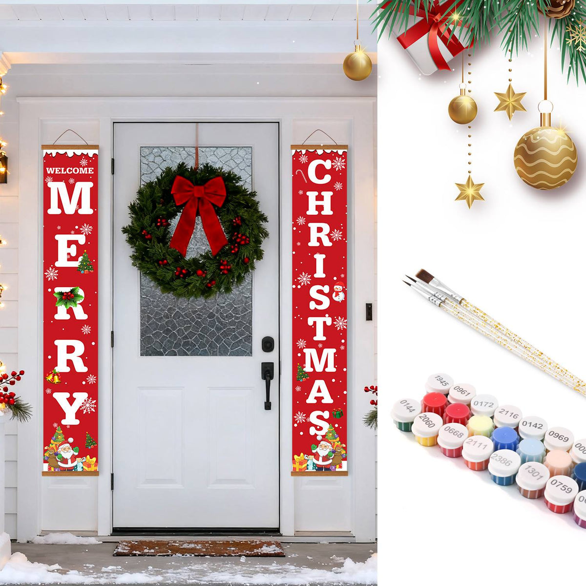 Welcome Merry Christmas (Paint by Numbers Door Banners)