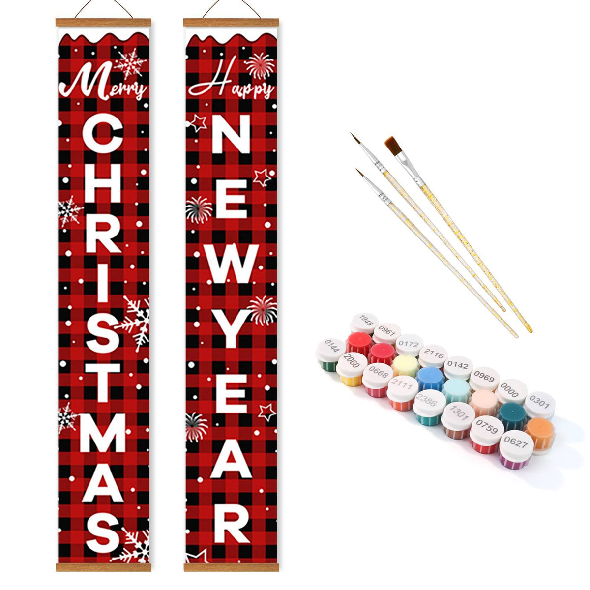 Plaid Christmas and New Year (Paint by Numbers Door Banners)