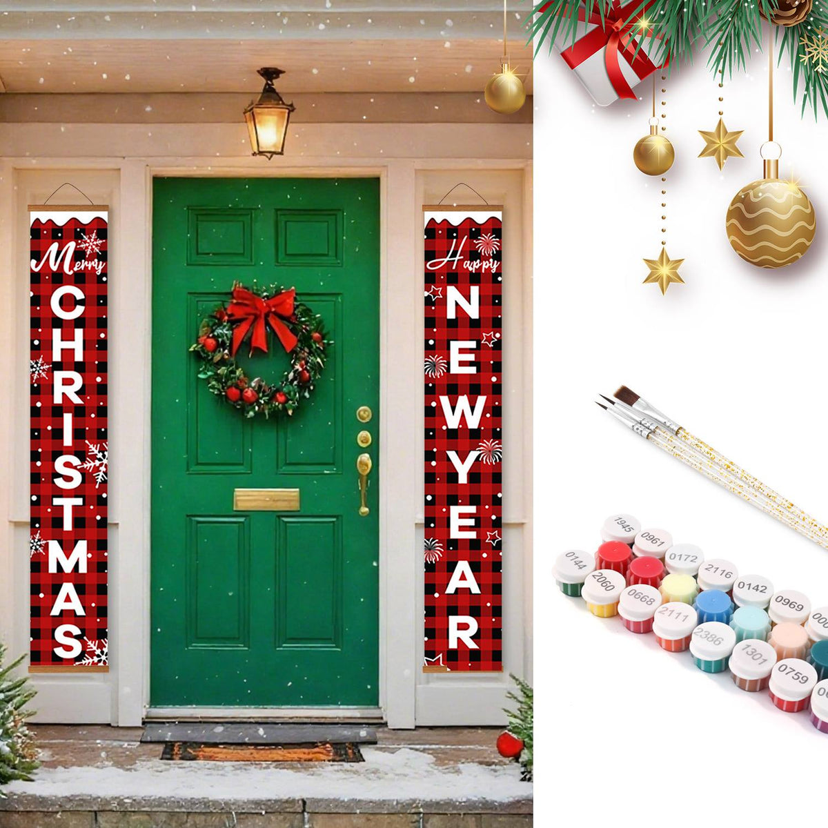 Plaid Christmas and New Year (Paint by Numbers Door Banners)