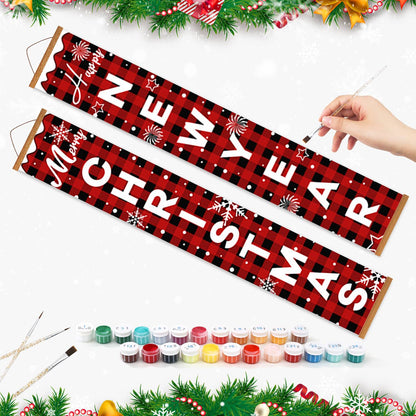 Plaid Christmas and New Year (Paint by Numbers Door Banners)