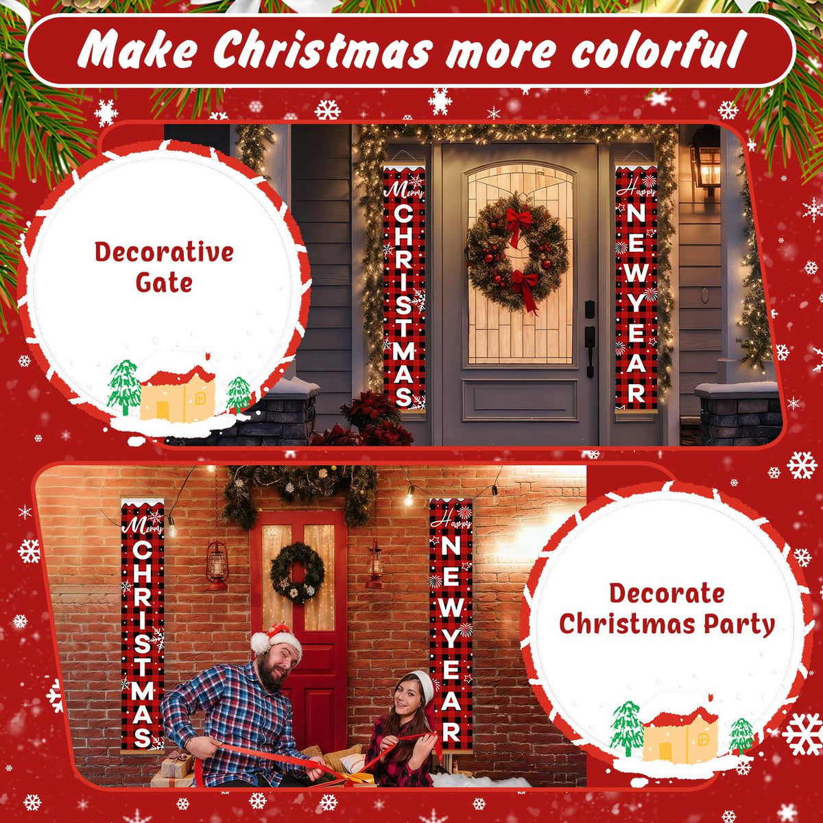 Plaid Christmas and New Year (Paint by Numbers Door Banners)