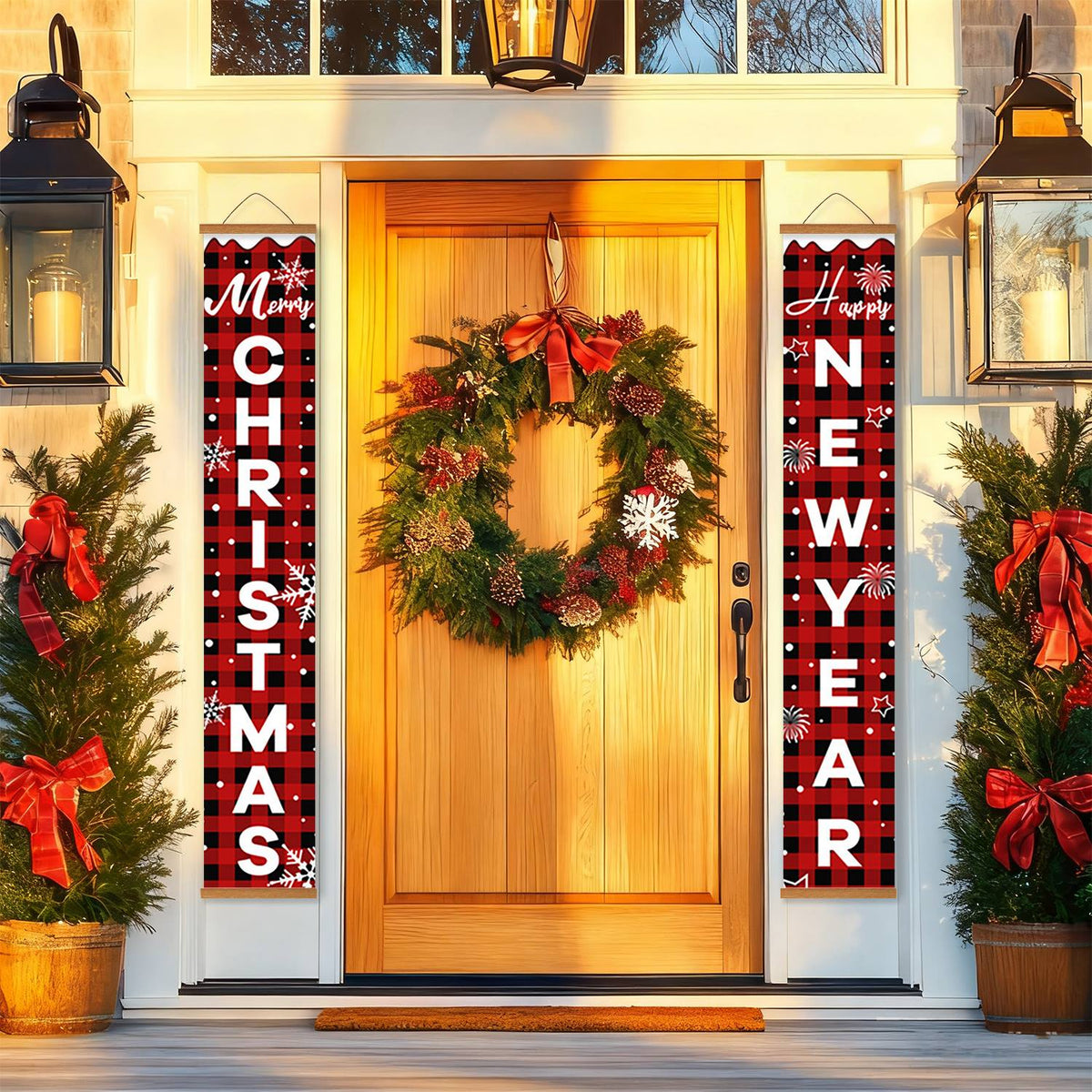 Plaid Christmas and New Year (Paint by Numbers Door Banners)