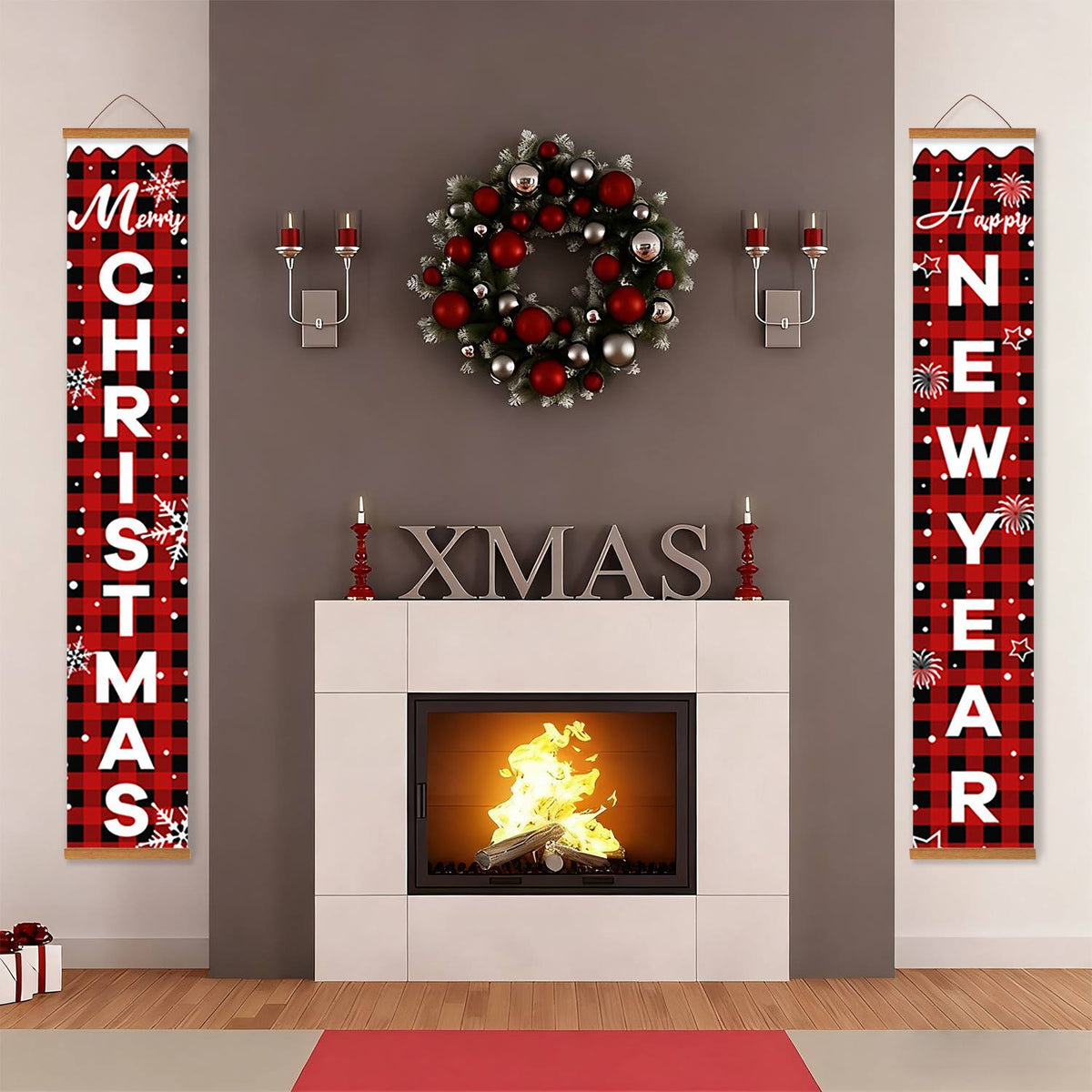 Plaid Christmas and New Year (Paint by Numbers Door Banners)