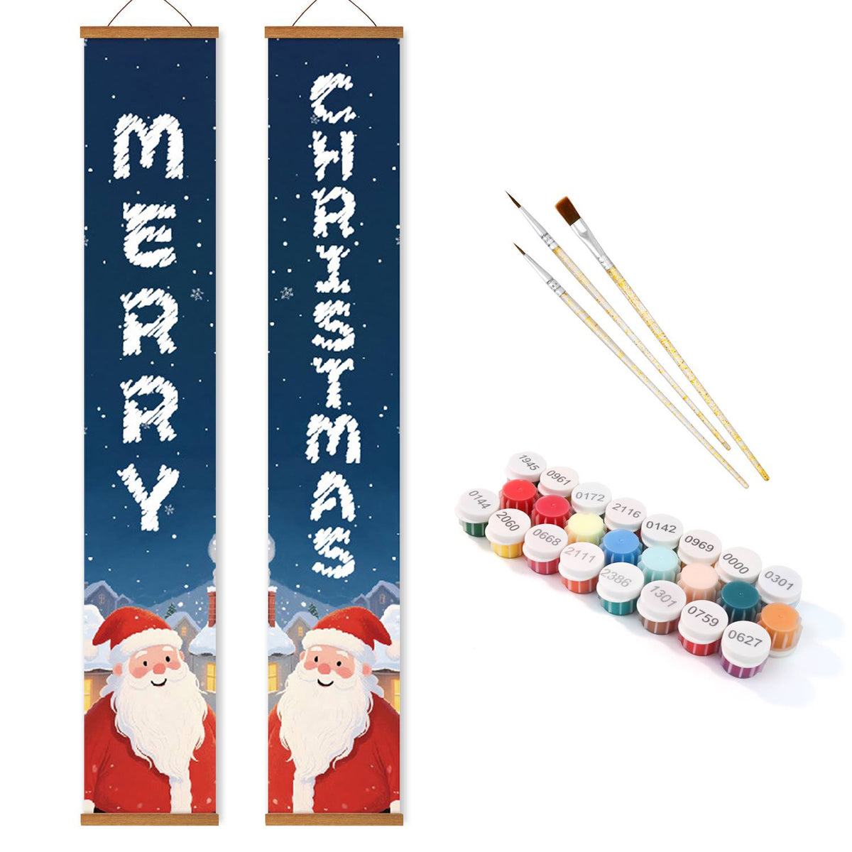 Blue Santa Greetings (Paint by Numbers Door Banners)