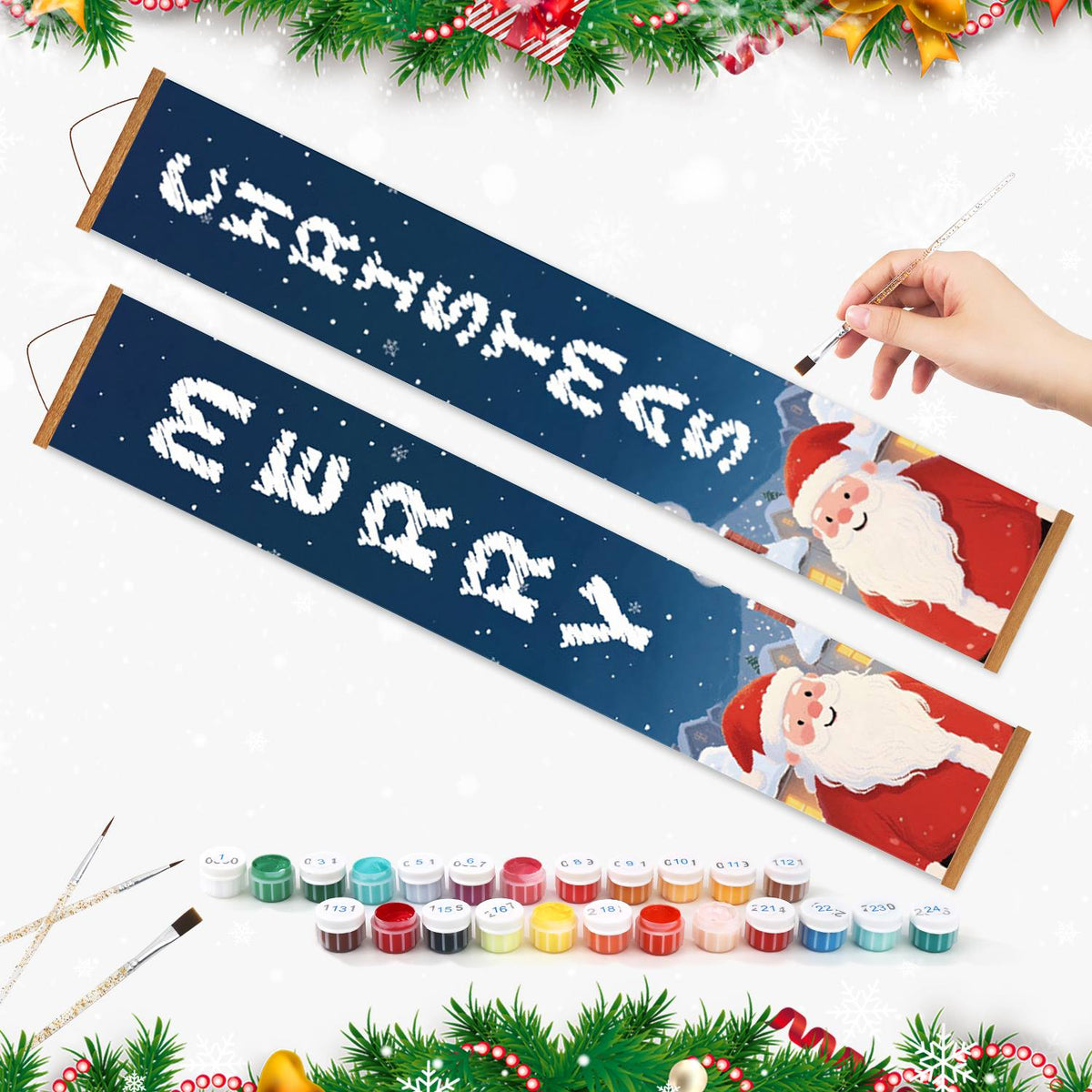 Blue Santa Greetings (Paint by Numbers Door Banners)