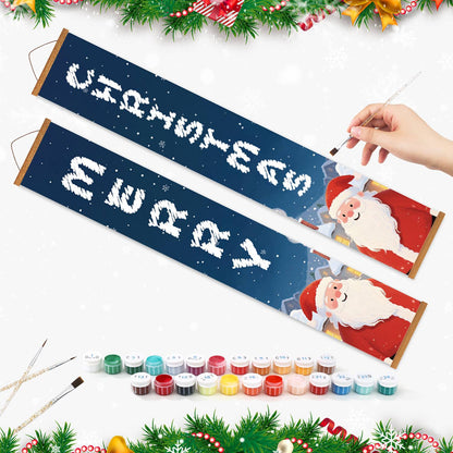 Blue Santa Greetings (Paint by Numbers Door Banners)