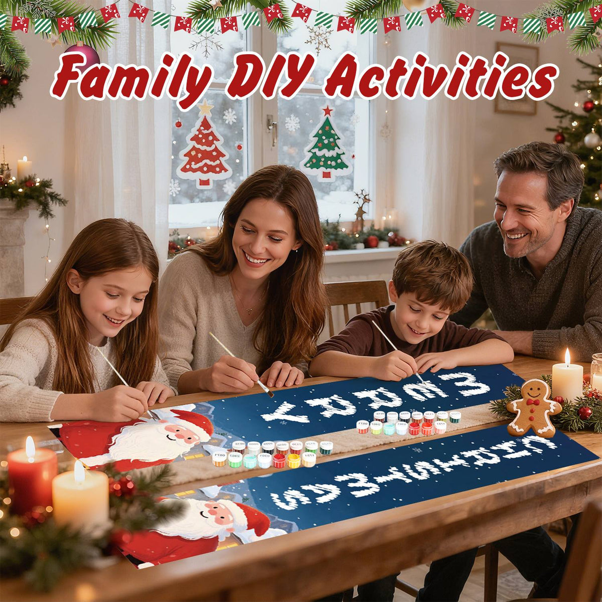 Blue Santa Greetings (Paint by Numbers Door Banners)