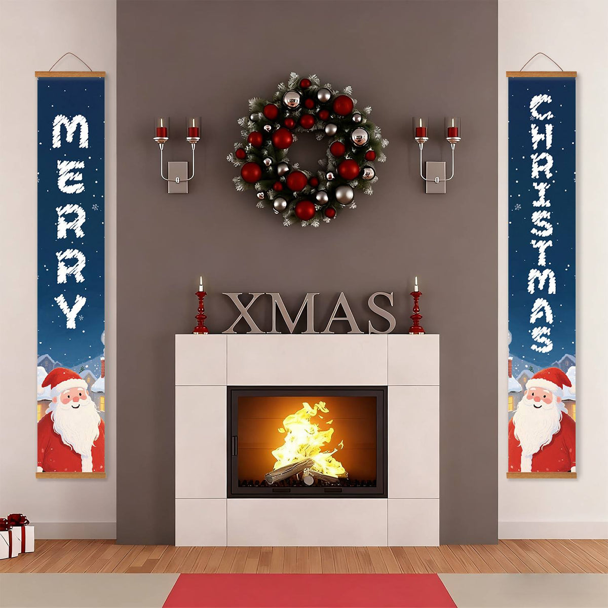 Blue Santa Greetings (Paint by Numbers Door Banners)