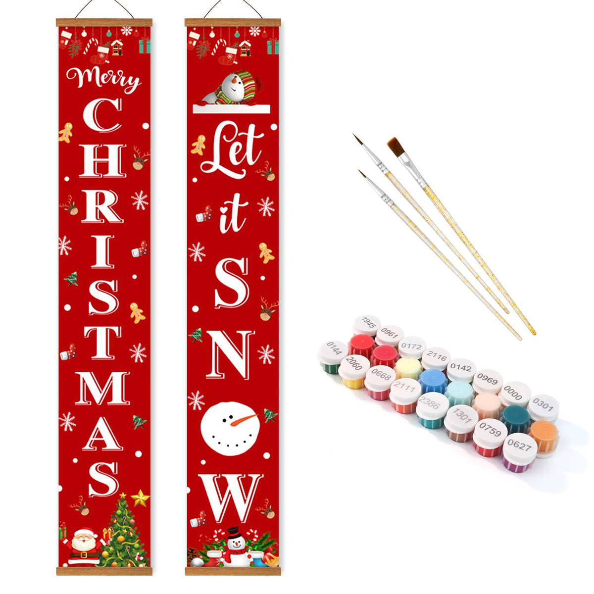 Merry Christmas and Let It Snow (Paint by Numbers Door Banners)