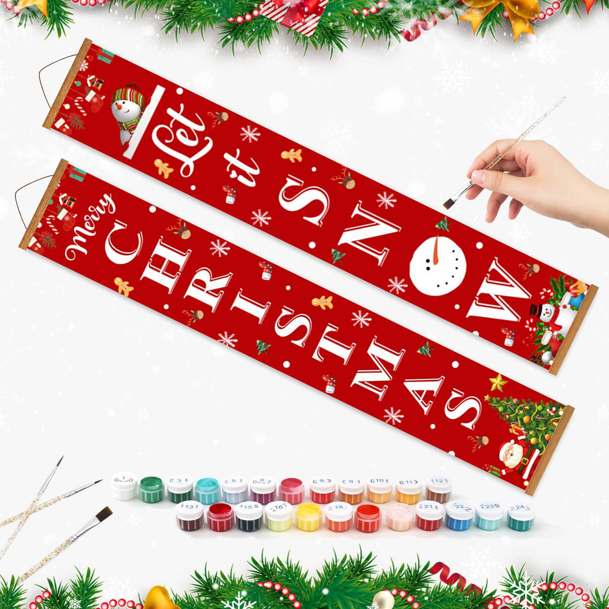 Merry Christmas and Let It Snow (Paint by Numbers Door Banners)