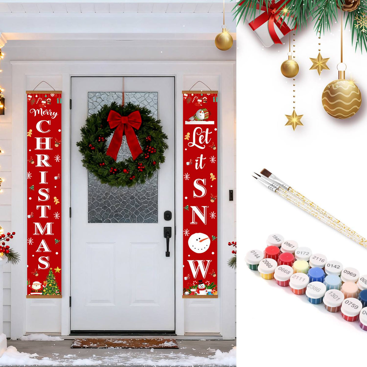 Merry Christmas and Let It Snow (Paint by Numbers Door Banners)