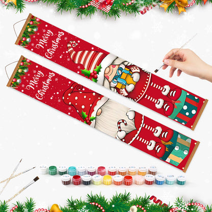 Christmas Gnomes and Gifts (Paint by Numbers Door Banners)