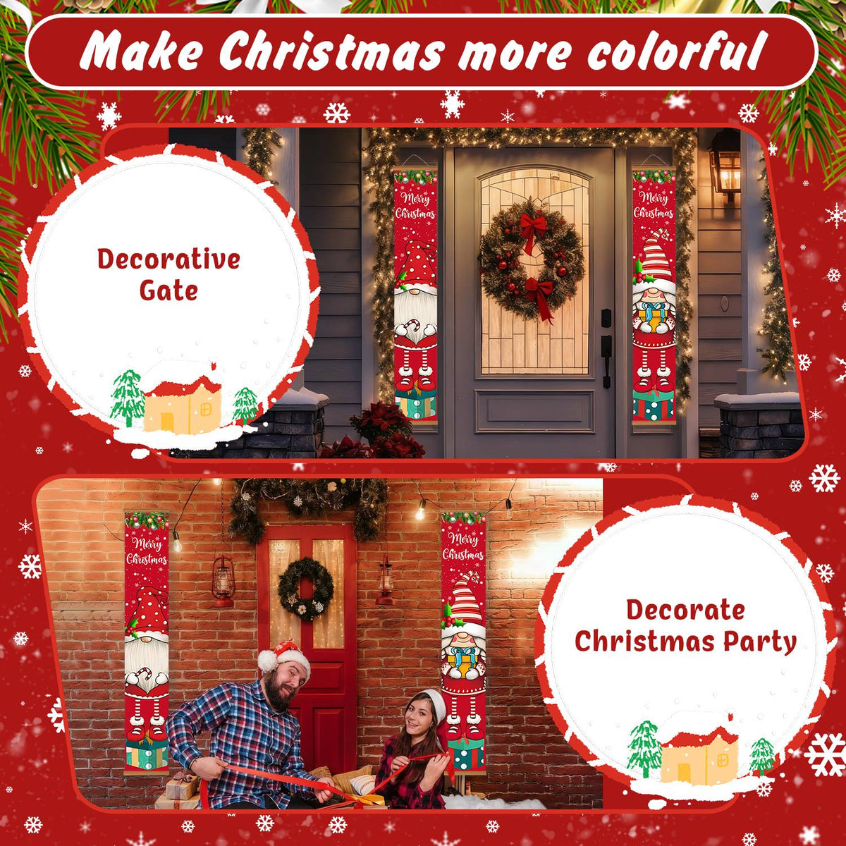 Christmas Gnomes and Gifts (Paint by Numbers Door Banners)